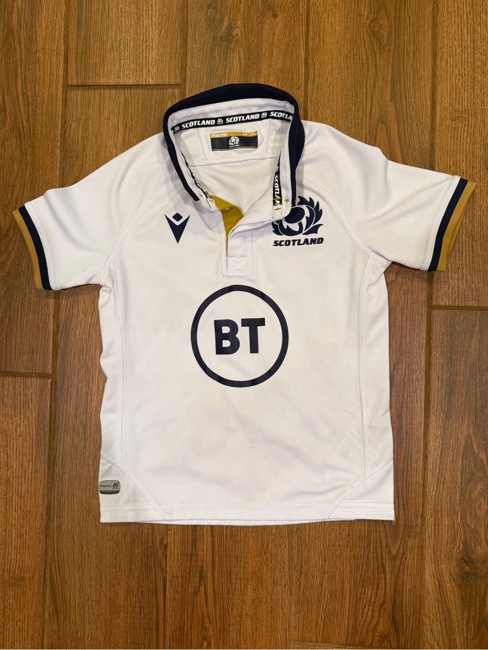 MACARON Kids White Scotland Rugby Polo / youth small